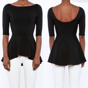 Susana Monaco Black Low Back Fit and Flare Top